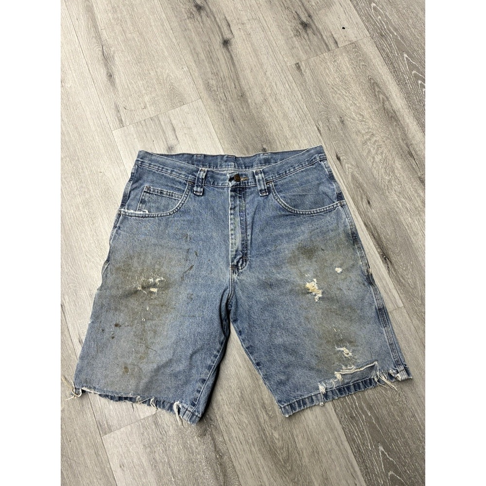 Vintage Y2K Distressed Wrangler Thrashed Denim Jean Shorts Jorts Size 32
